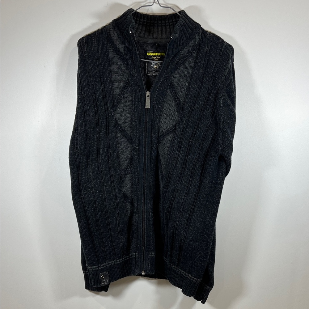 Point Zero Men's Black Zip-Up Sweater